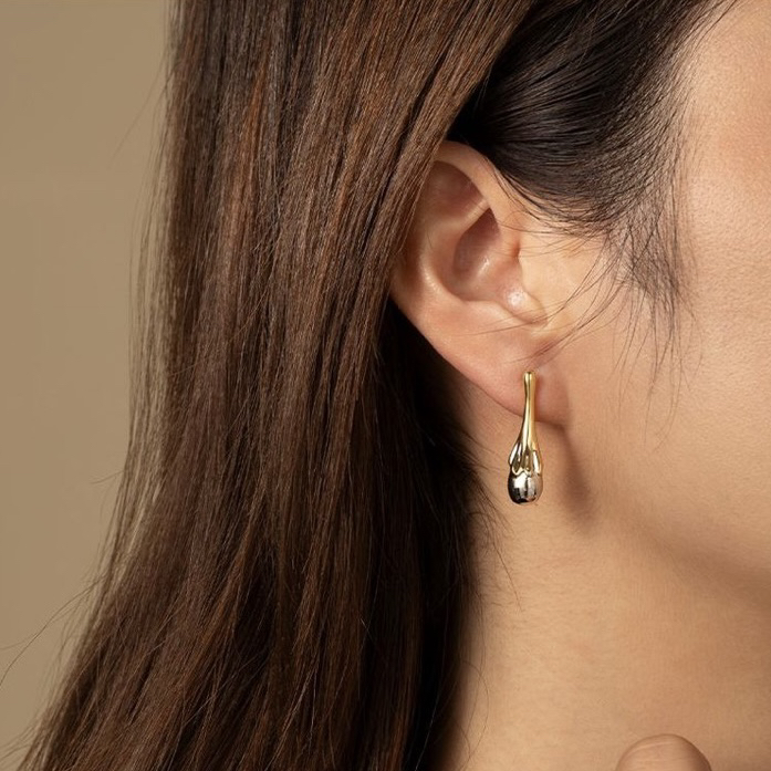 铜合金耳饰 复古锆石耳饰 黄铜镀金