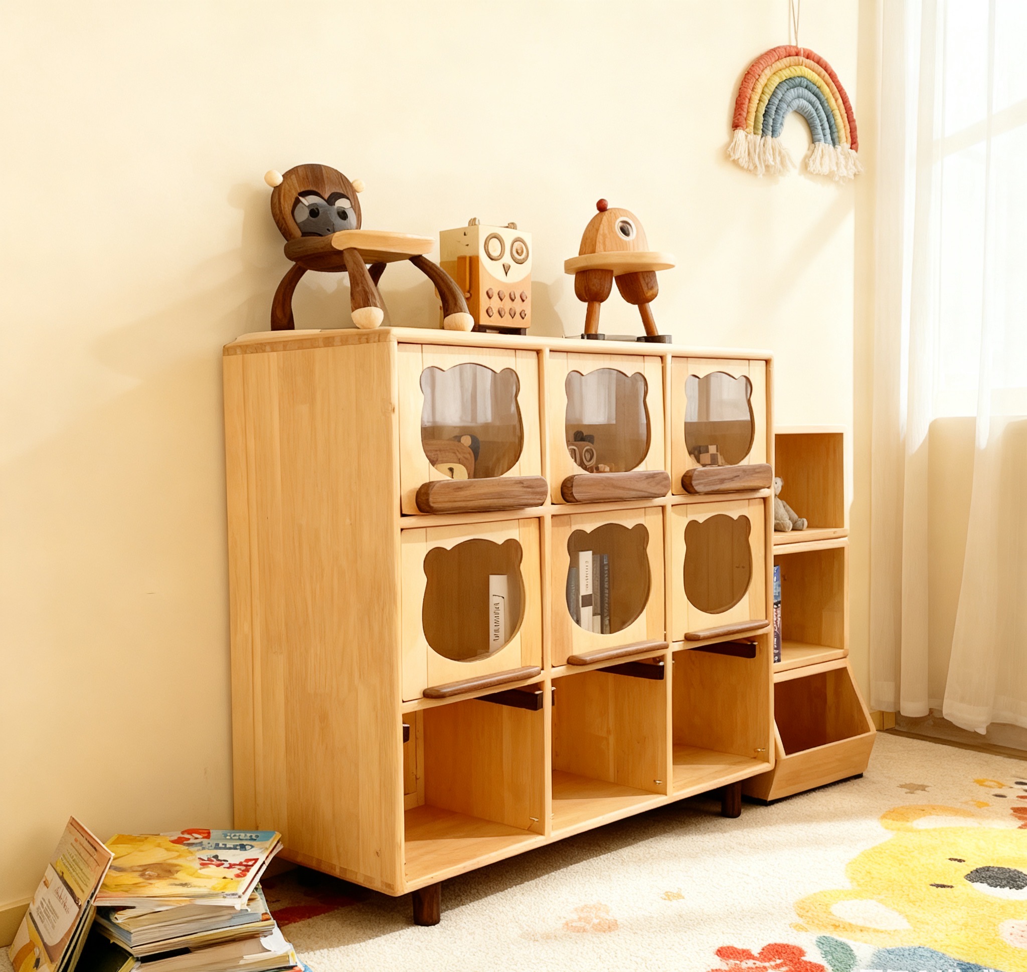 （大浮力直接拍）沐沐的房间可爱九宫格小熊书柜