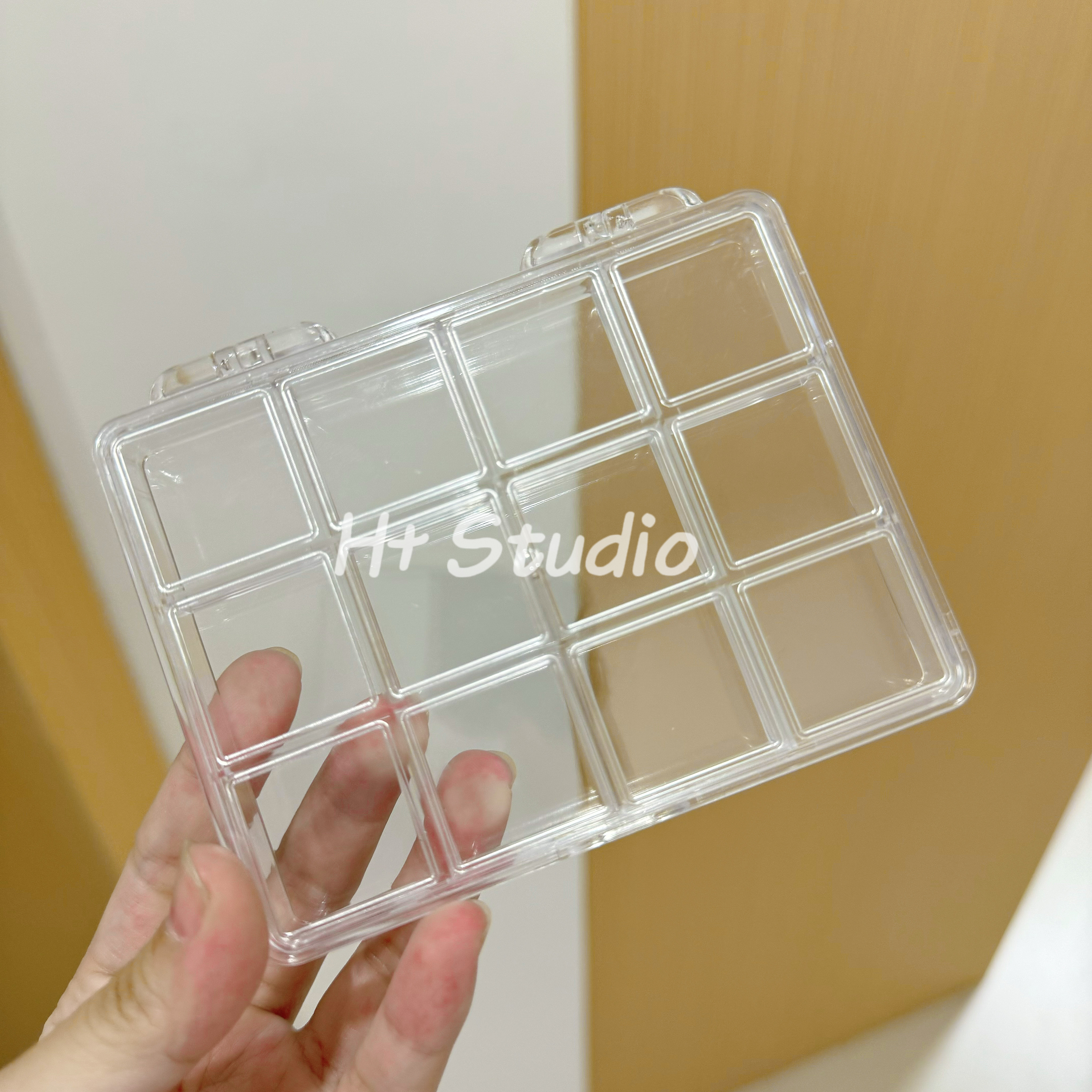 【H+】十二宫格分装盒高透亚克力可翻盖美甲饰品工具收纳盒