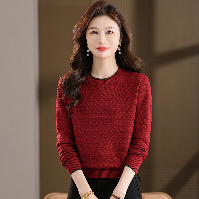 秋季新款针织衫纯色百搭女士上衣洋气外穿内搭宽松长袖春秋时尚  