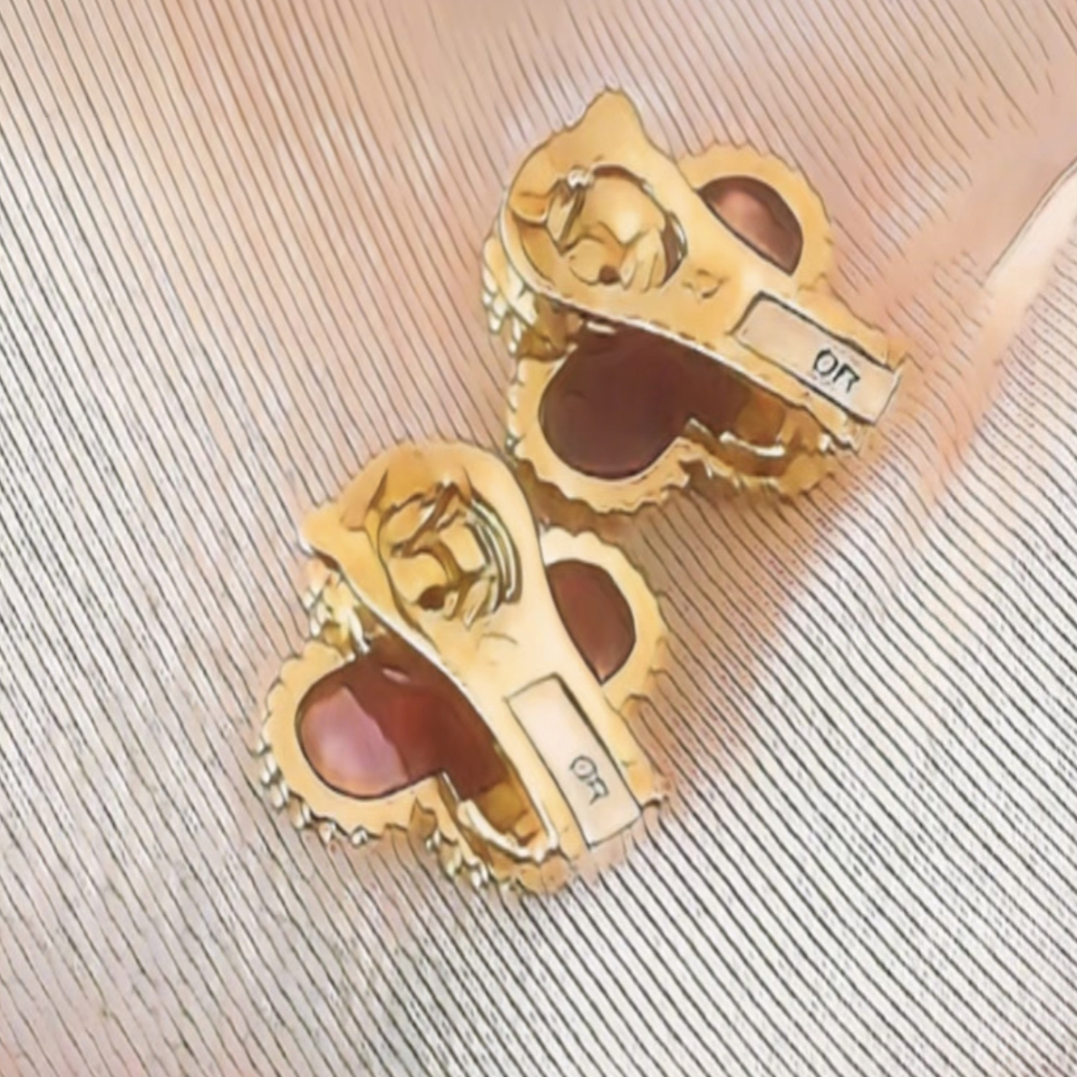 合金耳饰 V金材质五花花手工耳环轻奢卡扣四叶草耳环天然材质耳环