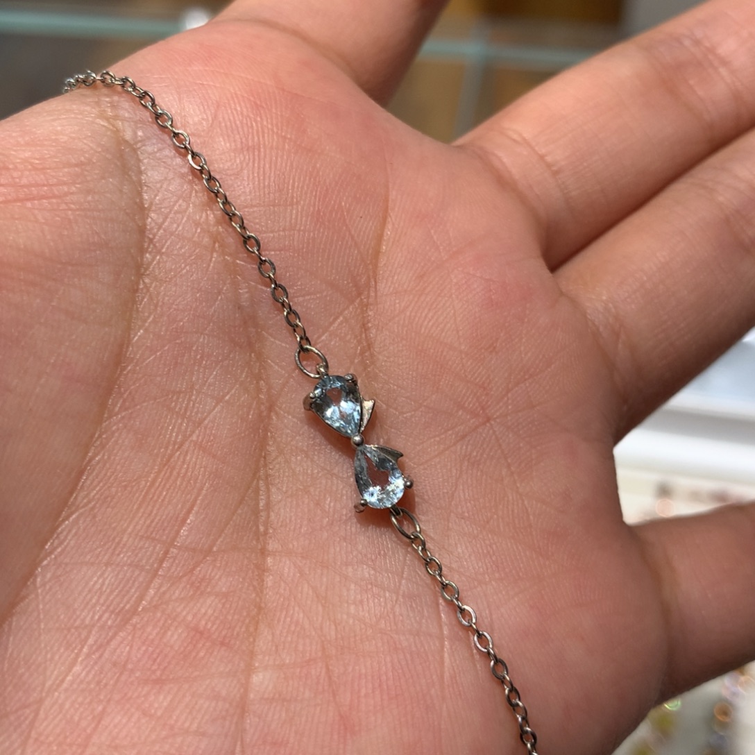 海蓝宝石手链银S925镶嵌