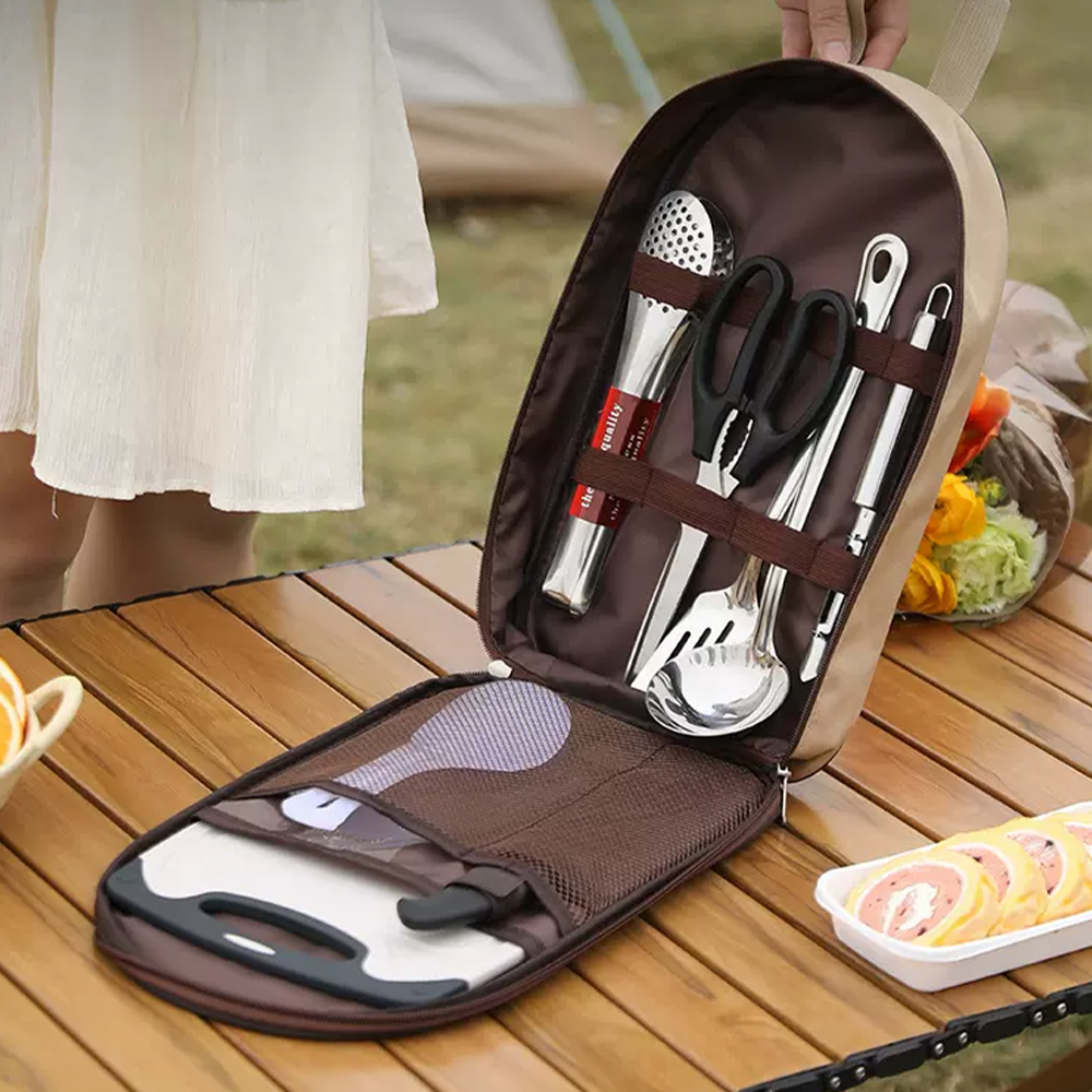 户外野餐厨具包草原便携套装野炊做饭烧烤刀具用品便携手提包组合