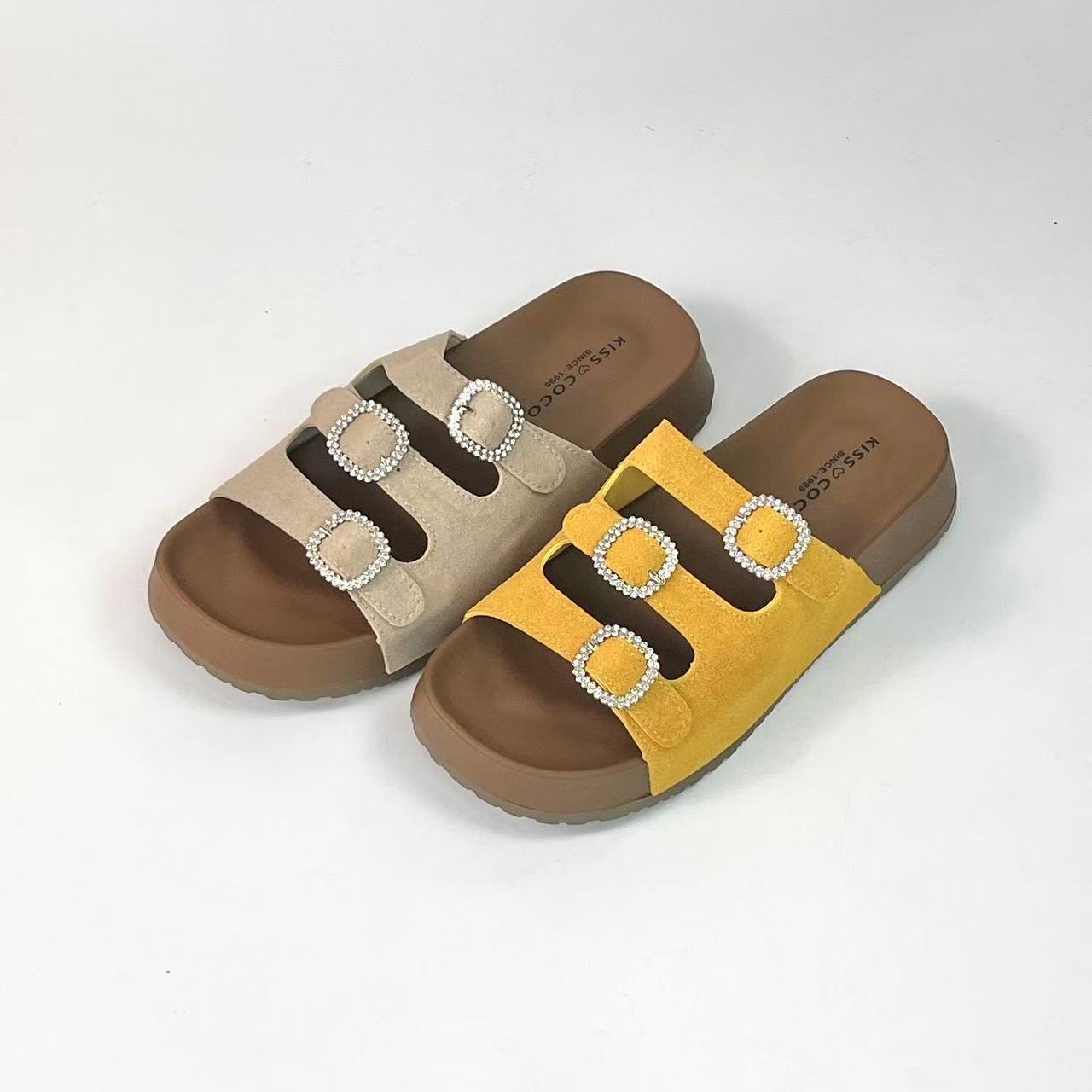 G CK 轻职风一字型圆头低帮时装凉鞋韩版复古女款厚底舒适 662-1