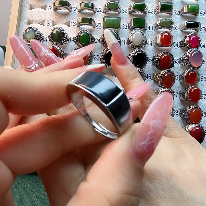 和田玉马鞍银S925镶嵌转****～