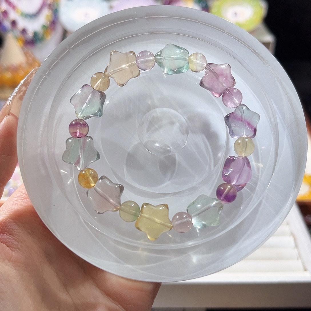 未镶嵌手链萤石彩虹星星