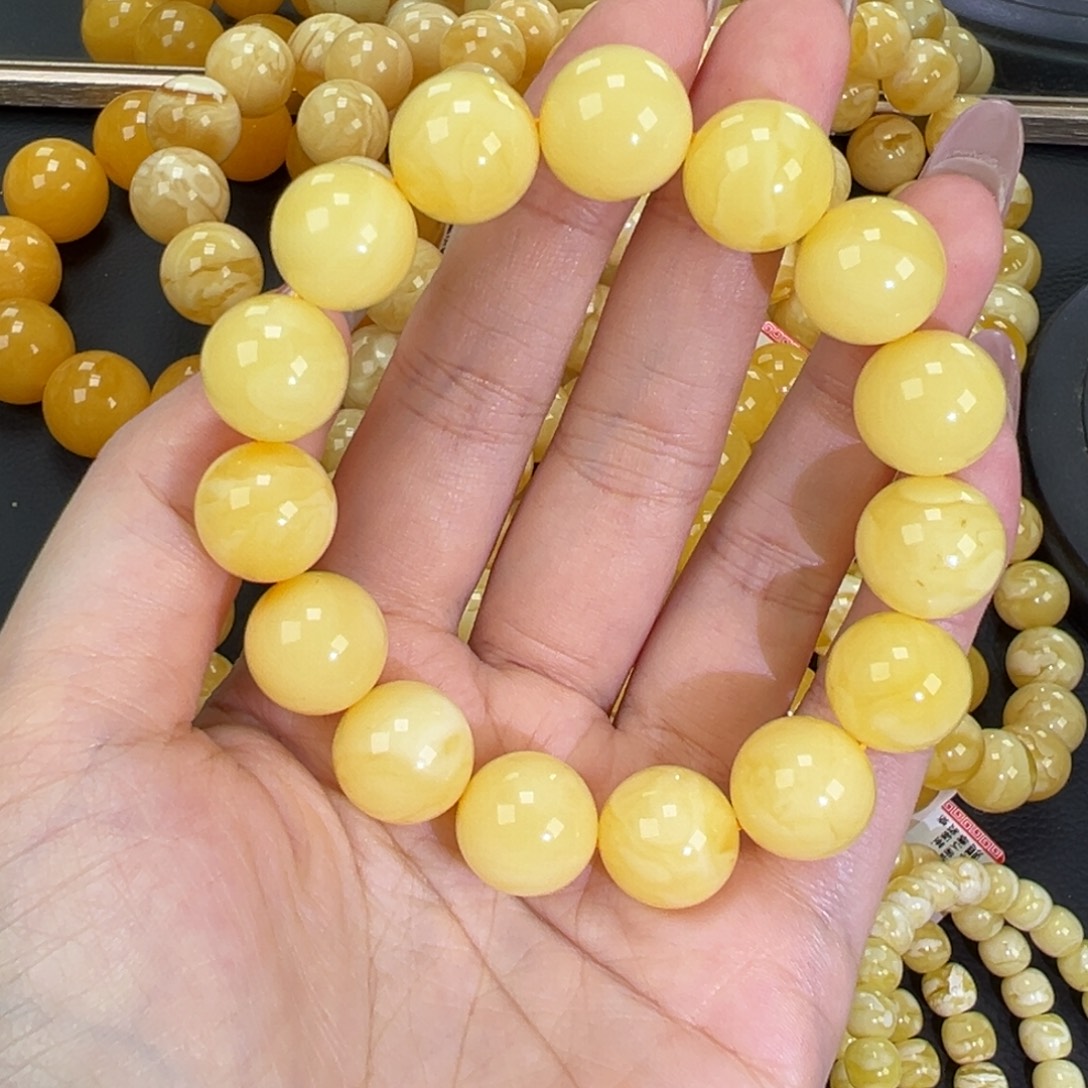 琥珀未镶嵌手链24.6黄白蜡