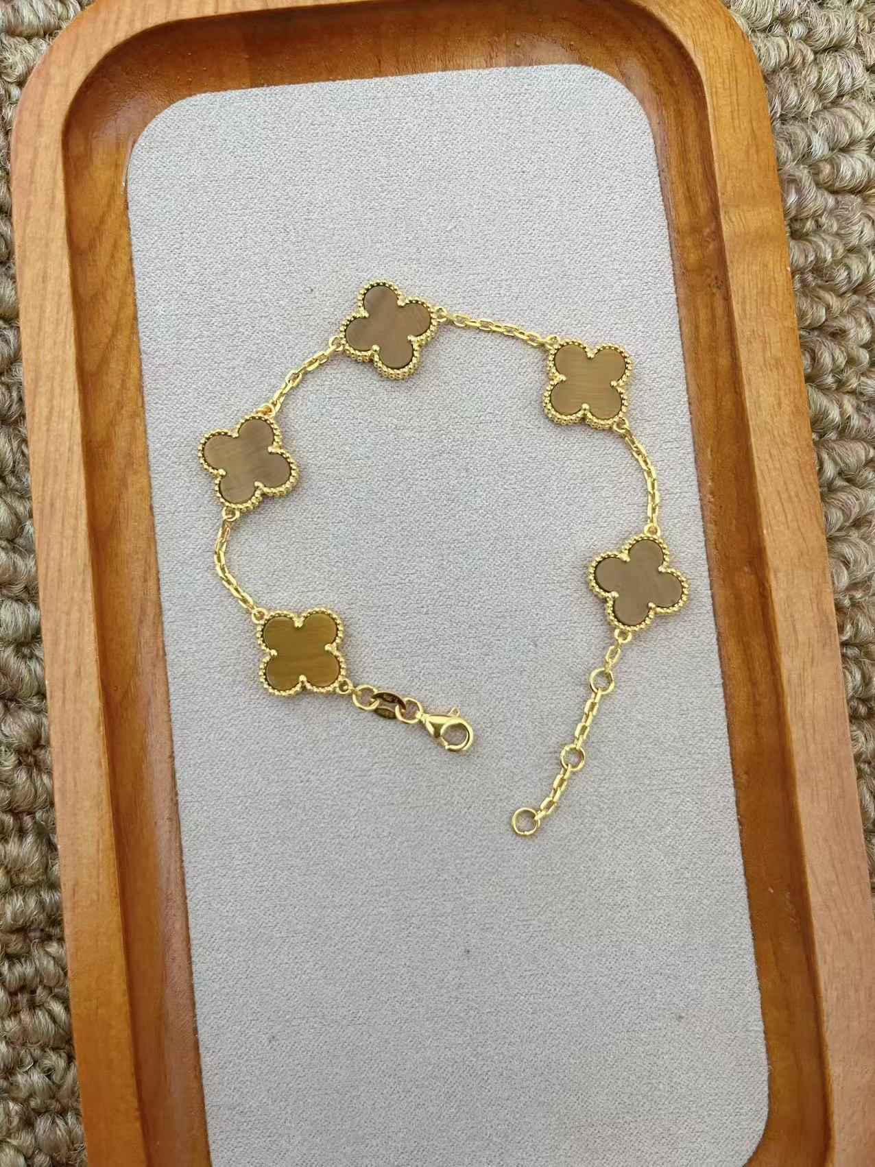 足金虎眼石五花手链