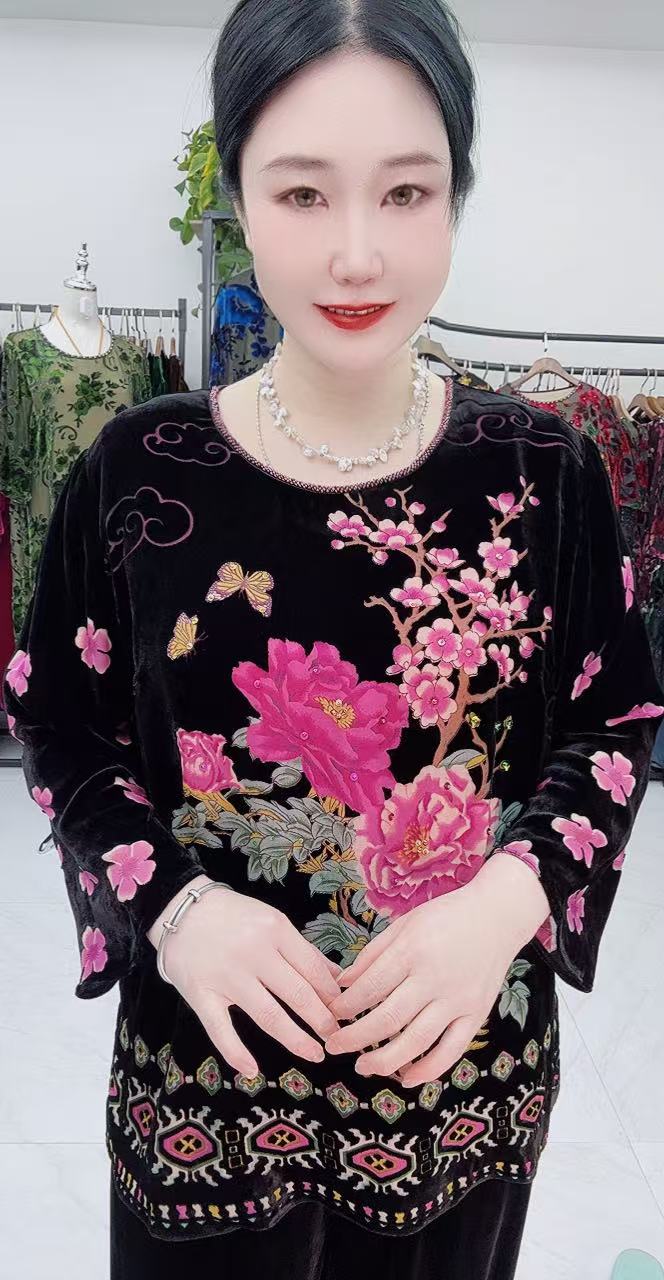 中老年桑蚕丝25012502上衣大码女装时尚