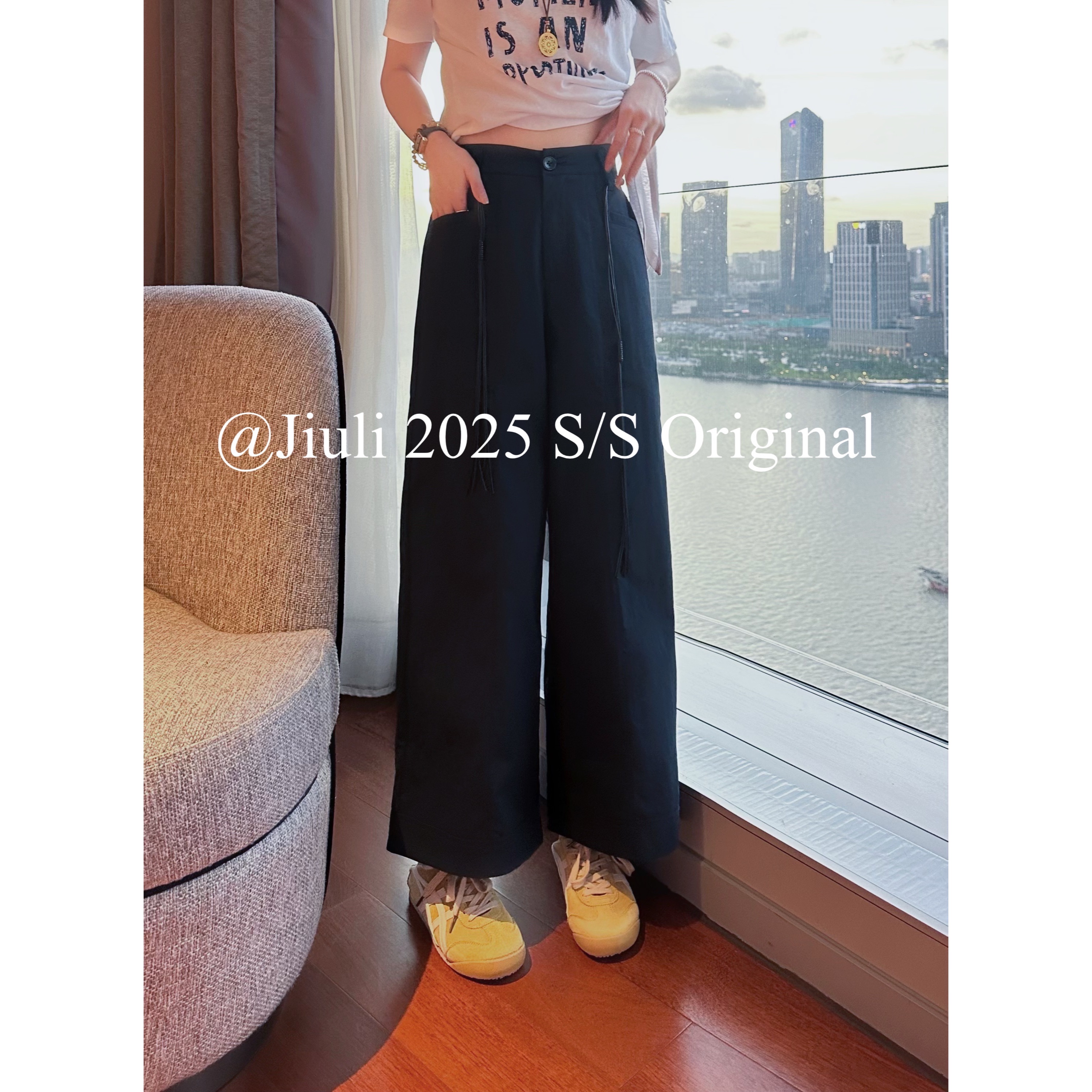 九莉【漫游裤】夏季后腰松紧腰九分休闲裤(配腰绳)