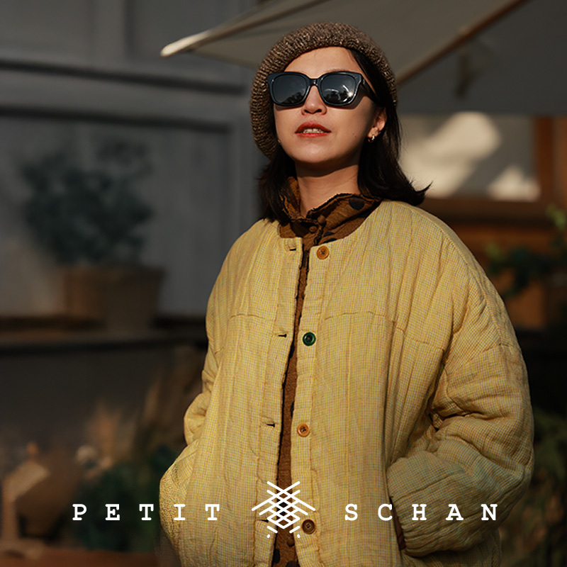 Petit Schan小闪 圆圆乎乎 亚麻短款绵羊毛冬款棉服外套