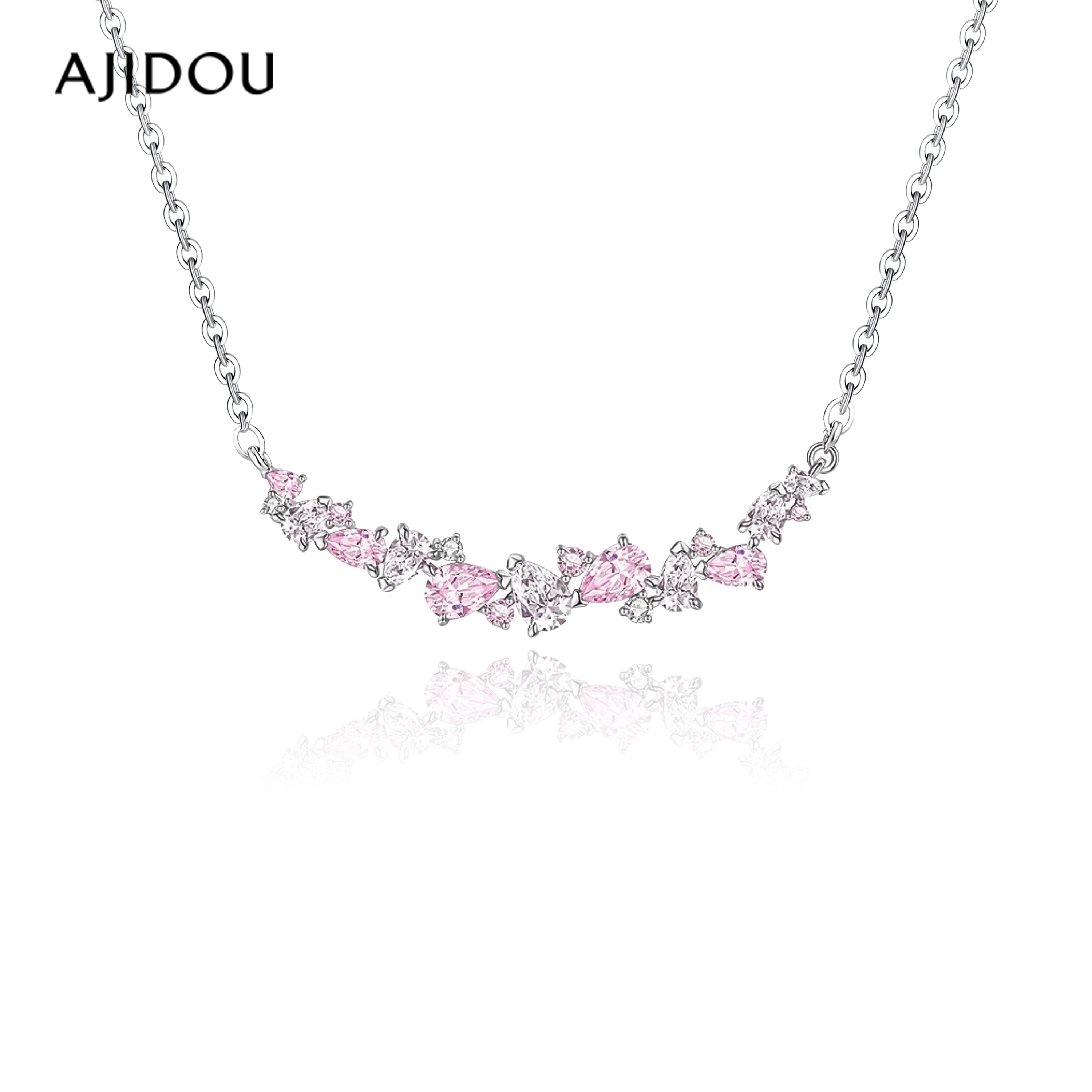 合金项链 阿吉豆微笑项链温柔粉女小众轻奢高级感锁骨链【CS】