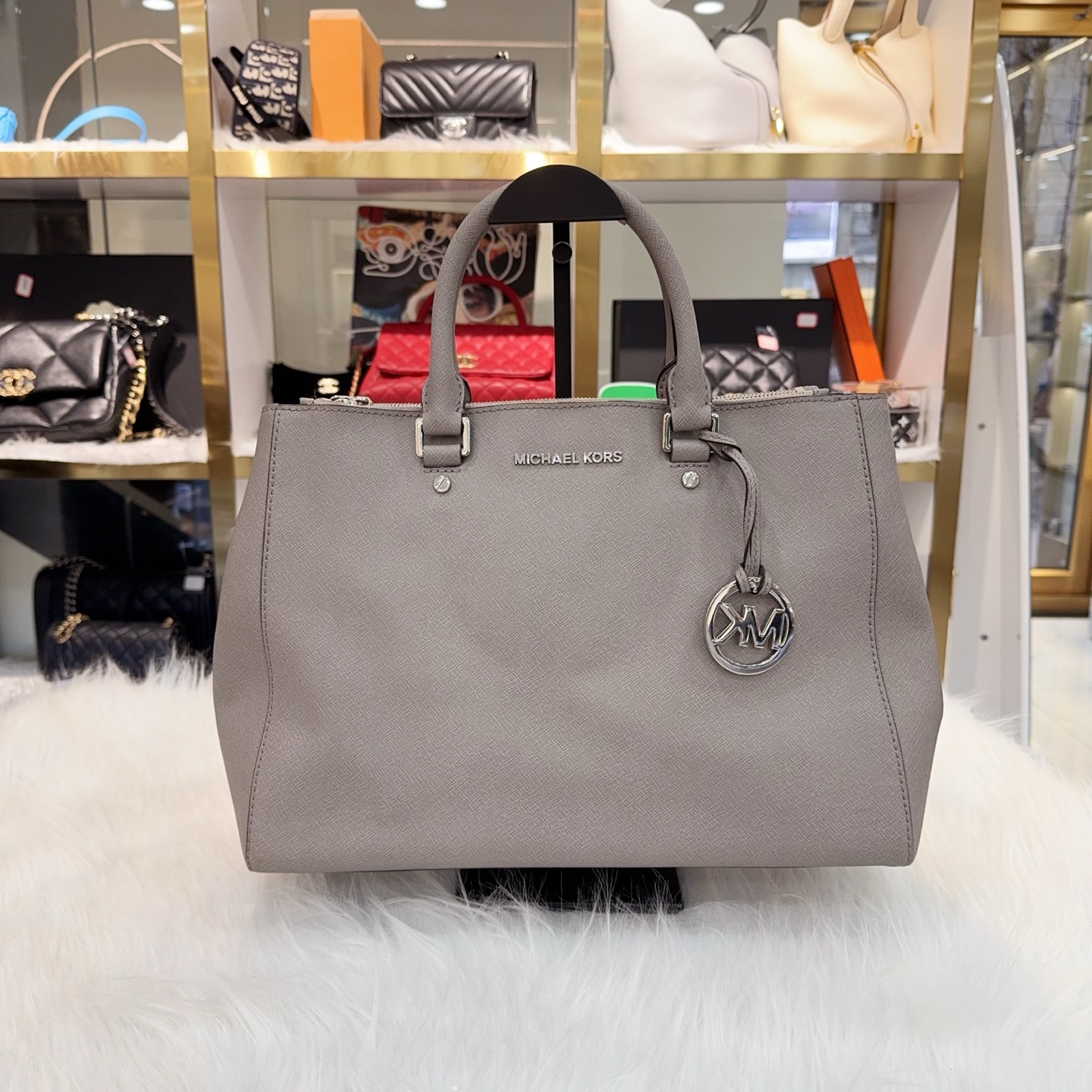 95新 MICHAEL KORS/迈克高仕 MK灰色托特包