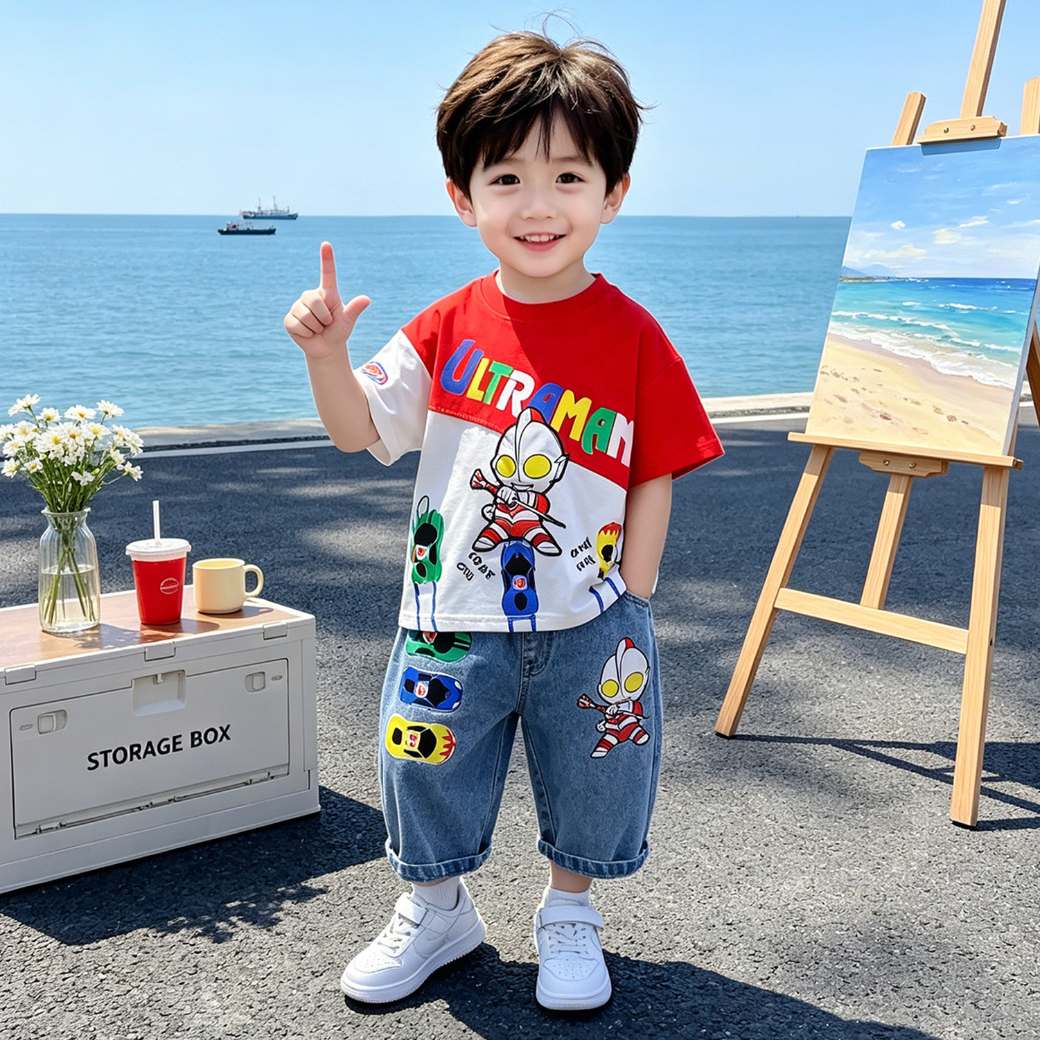 奥特曼儿童衣服2026新款男童套装小男孩夏季时髦短袖衣服宝宝夏装