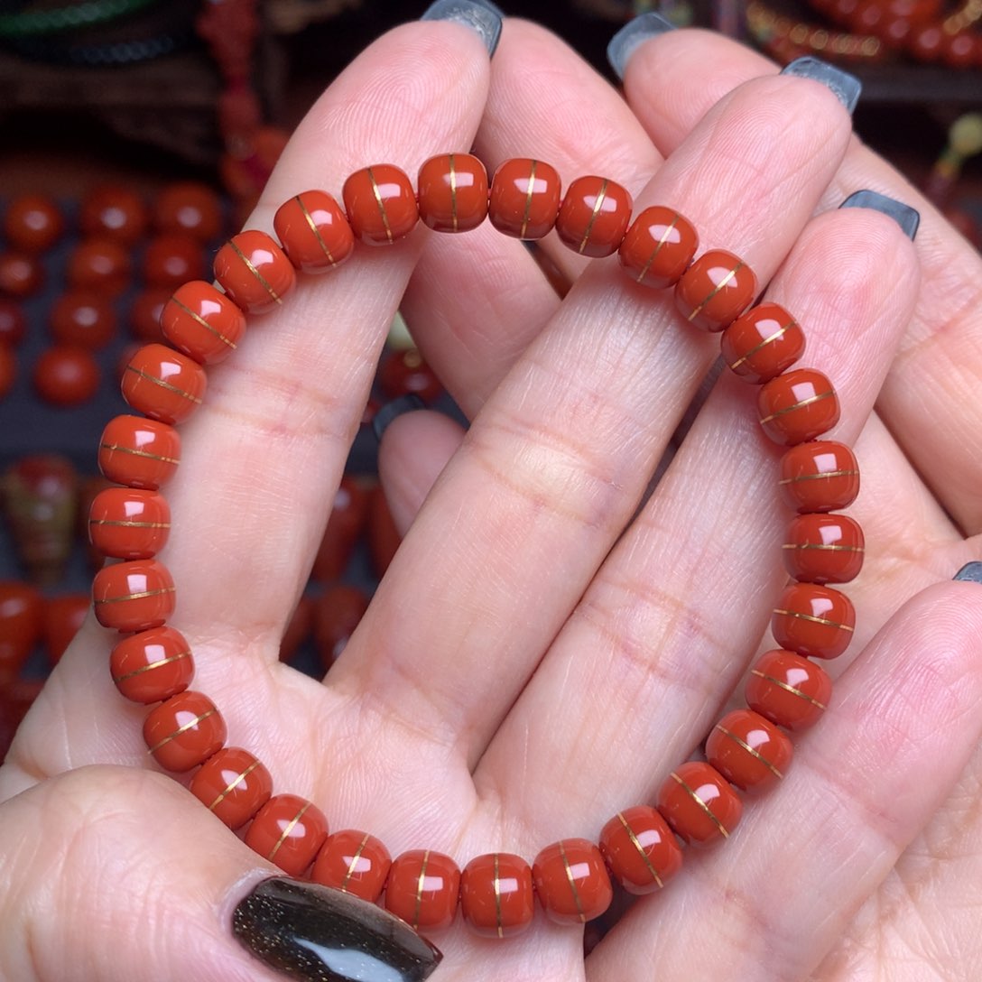 南红玛瑙精工老型手串未镶嵌6.7