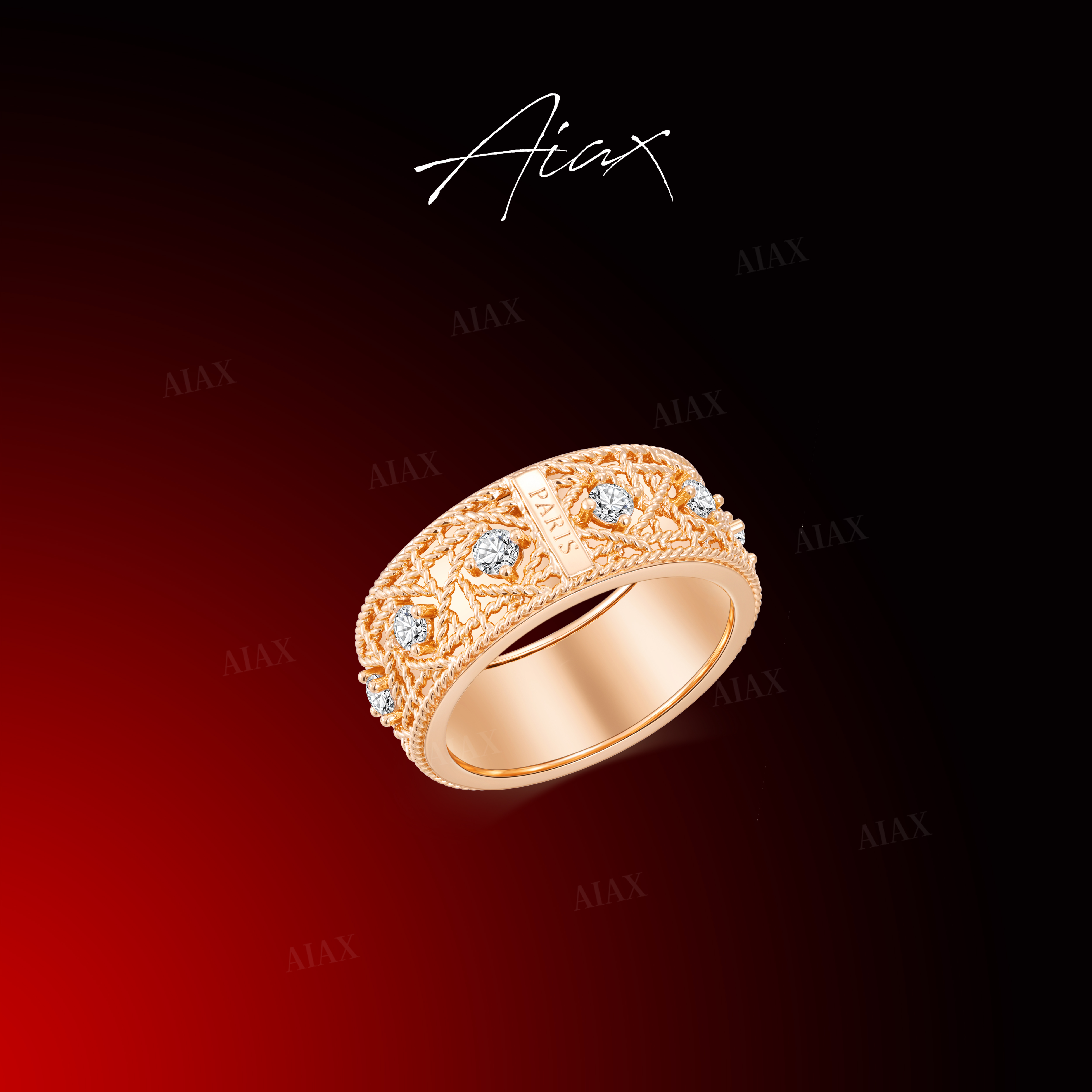 铜合金合成锆石戒指 AIAX 镀K金【步步升腾】菱形戒指送老婆TSS7946