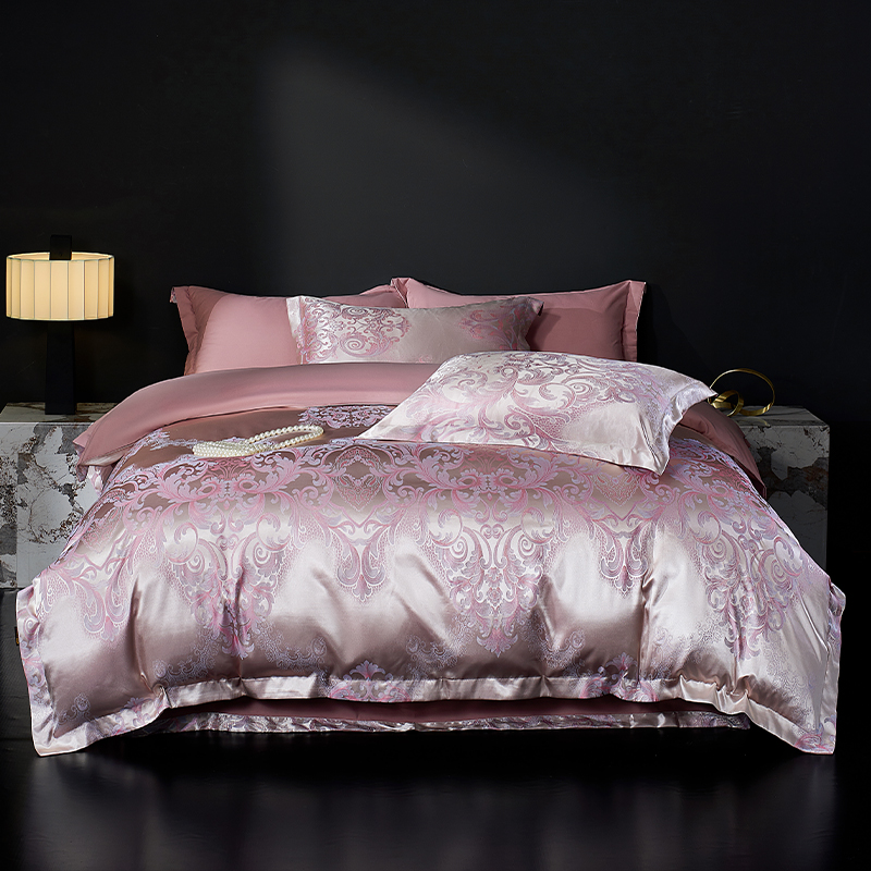 贡缎色织提花爱莲说四件套提花四件套高级感软糯亲肤加厚床上用品