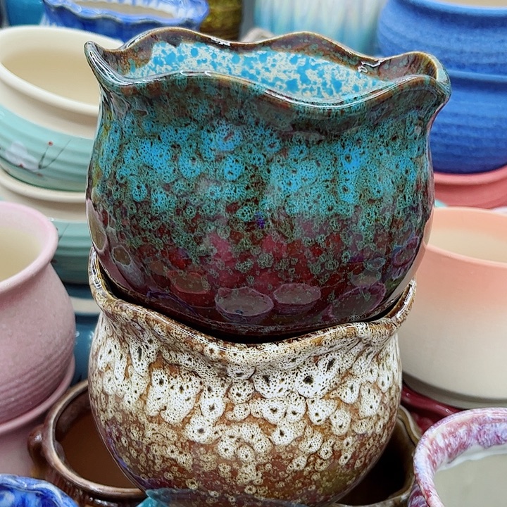 多肉绿植陶瓷花盆9.9包邮，有孔