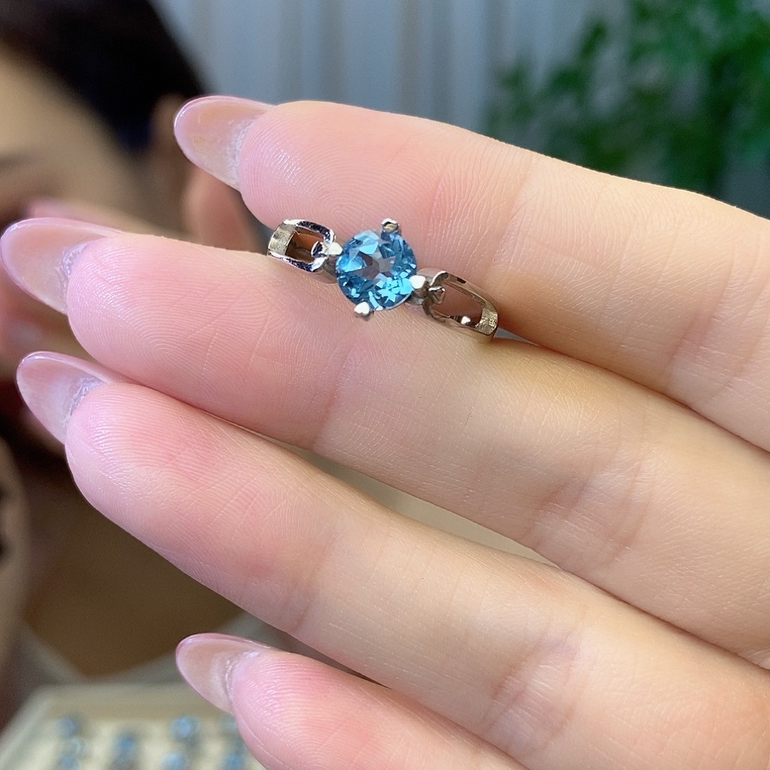 托帕石戒指，银S925镶嵌