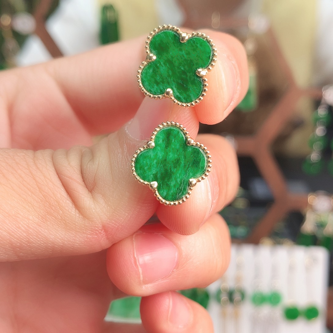 翡翠耳饰18K金镶嵌耳饰