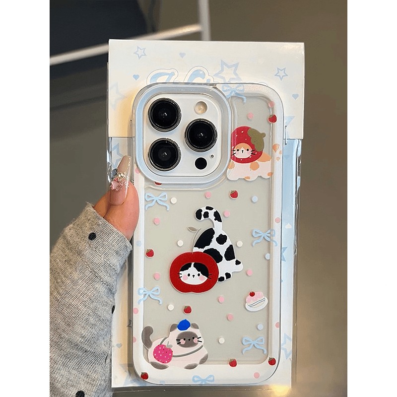 日韩猫咪适用苹果16PROMAX手机壳iPhone15Plus新款14/13/12透明软