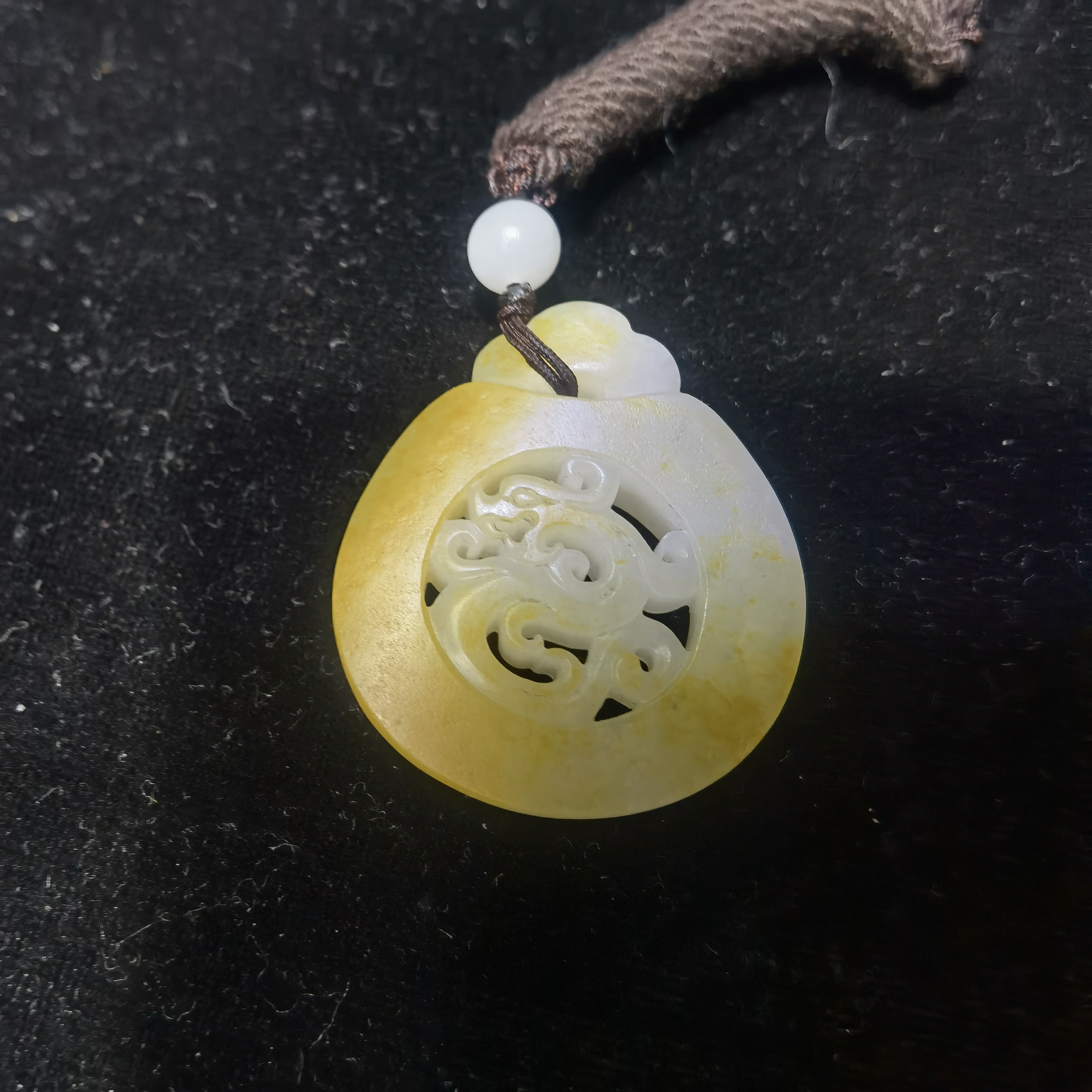 和田玉，龙佩平安锁牌