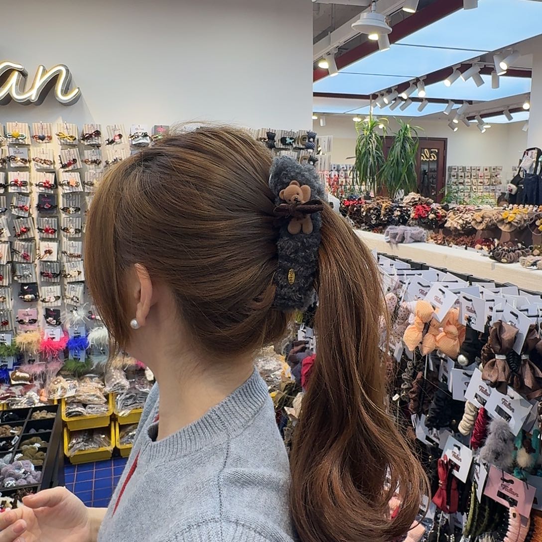 布艺非金属灰色小熊香蕉夹大号