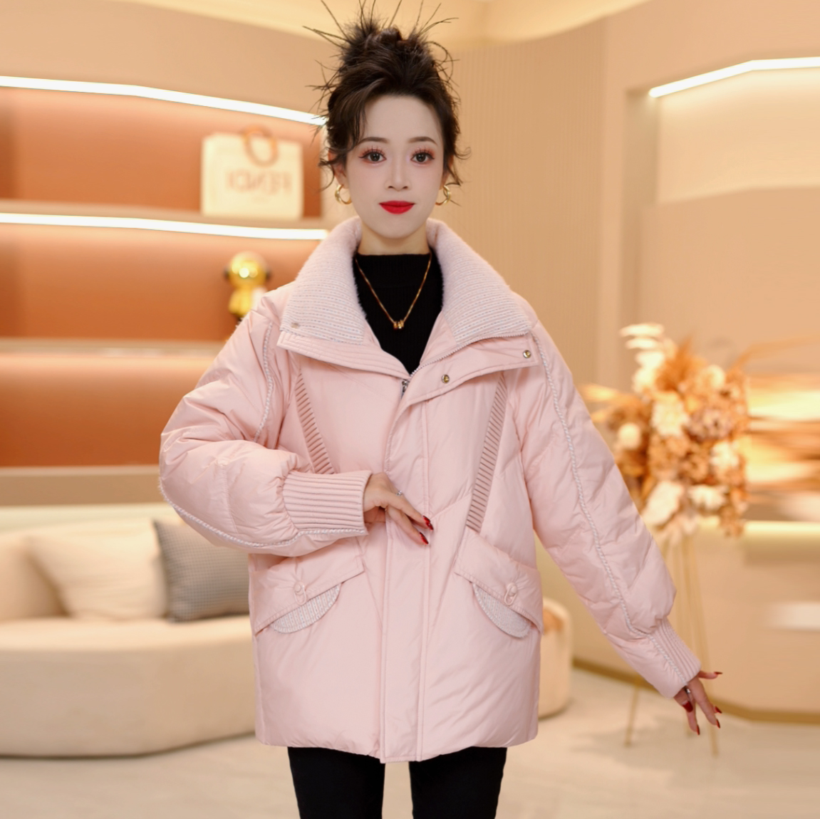 冬季新款2025年时尚洋气宽松保暖加厚休闲显瘦羽绒服【SJYF5335】