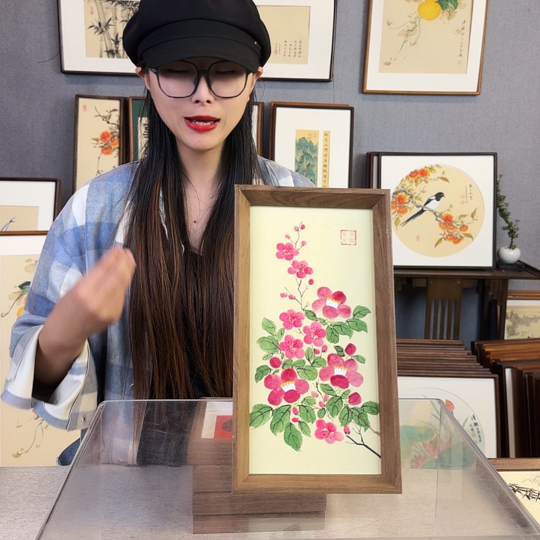 国画手绘带框尺寸：16*29