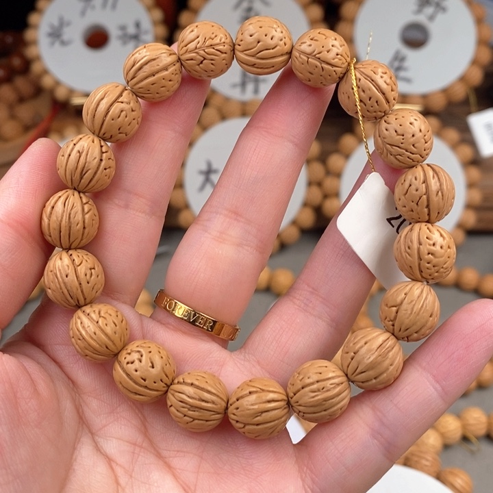 桃核手串凤羽12.5qkza 抛光尺寸误差0.5之间