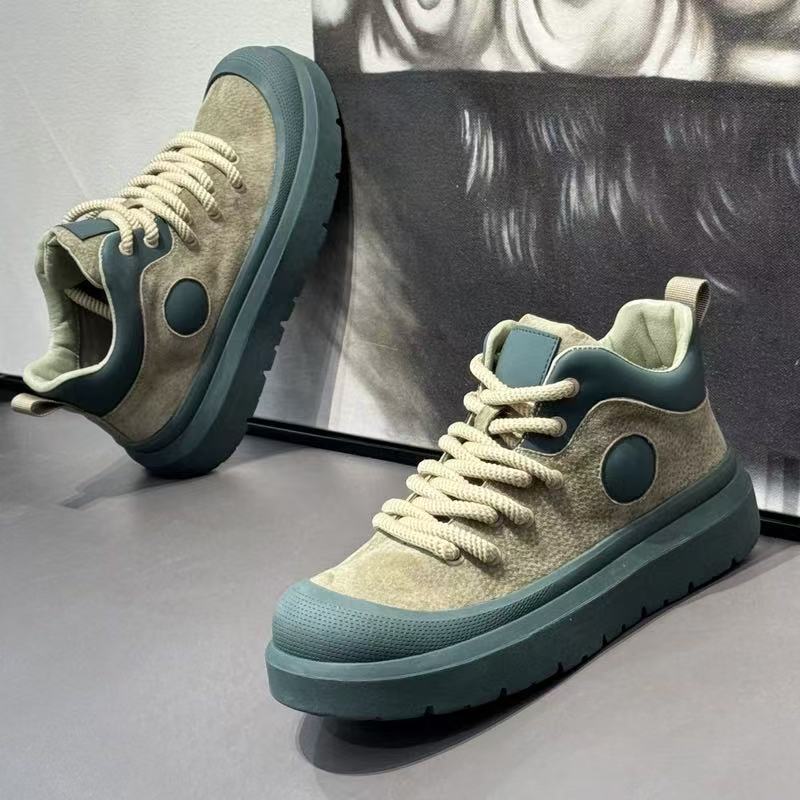 男鞋春款2025新款透气马丁靴英伦风复古运动休闲鞋厚底增高潮靴男