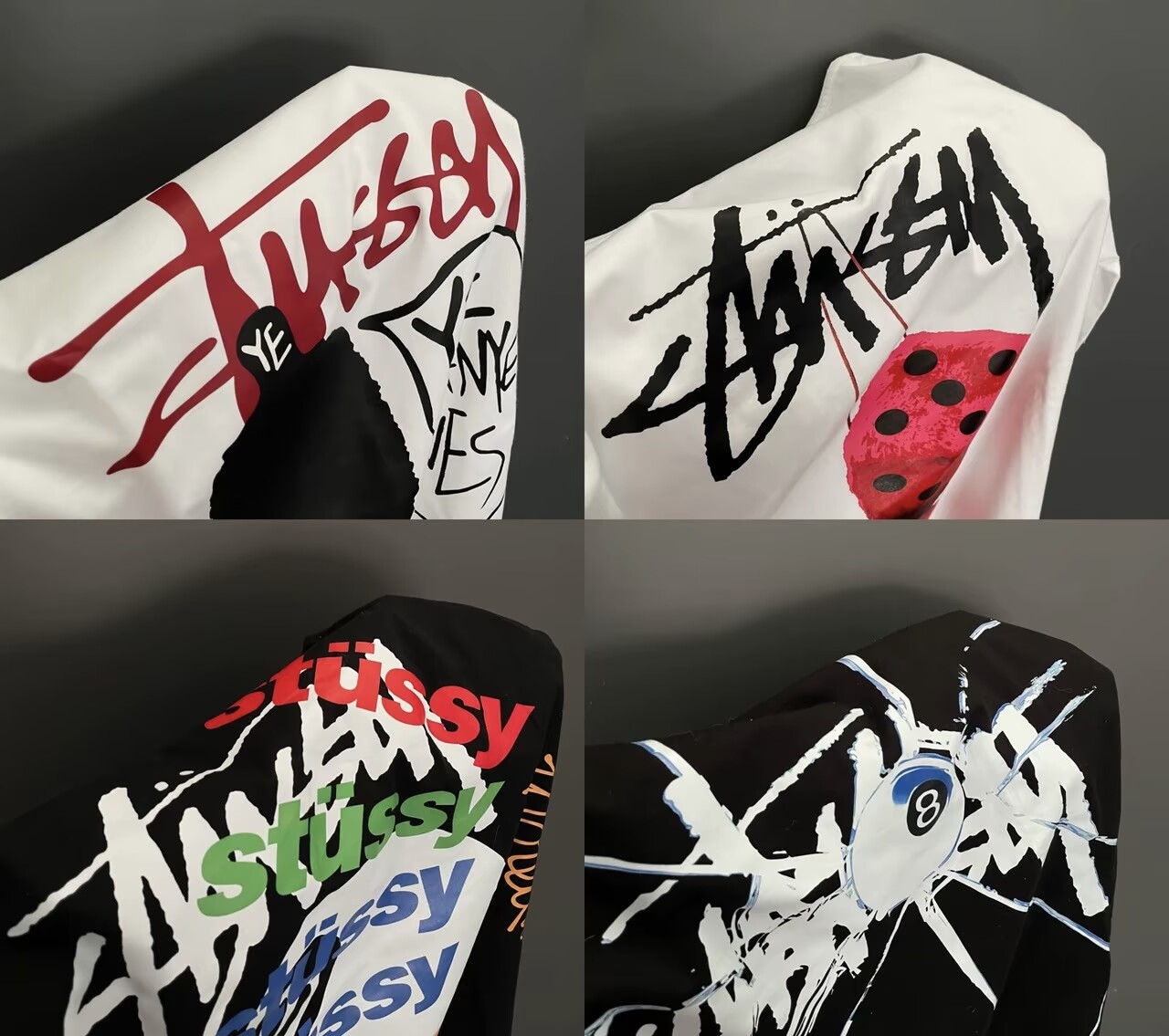 【Stu55y-樱桃】美式街头OverSize宽松丝网印花圆筒布T恤