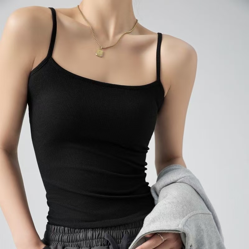 39网红款吊带背心螺纹一体式美背固定胸垫外穿辣妹吊带百搭背心