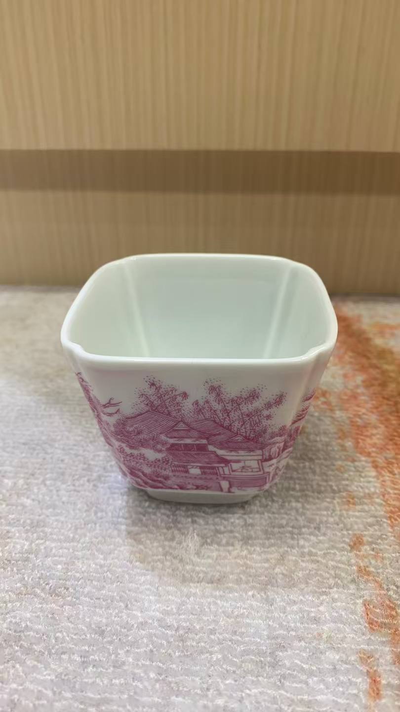 景德镇陶瓷风景方形杯