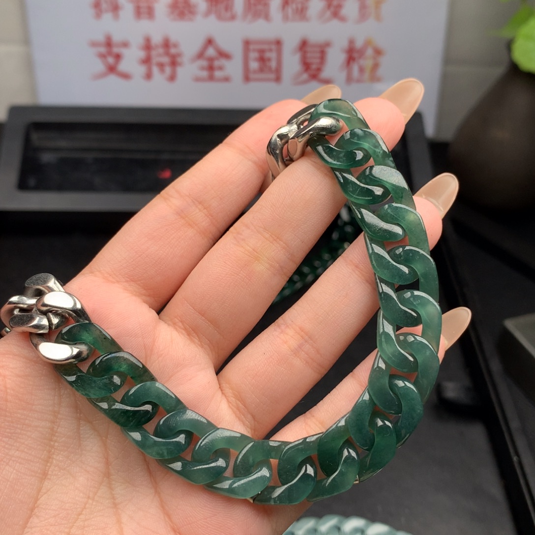 半***烟翡翠未镶嵌手链00004