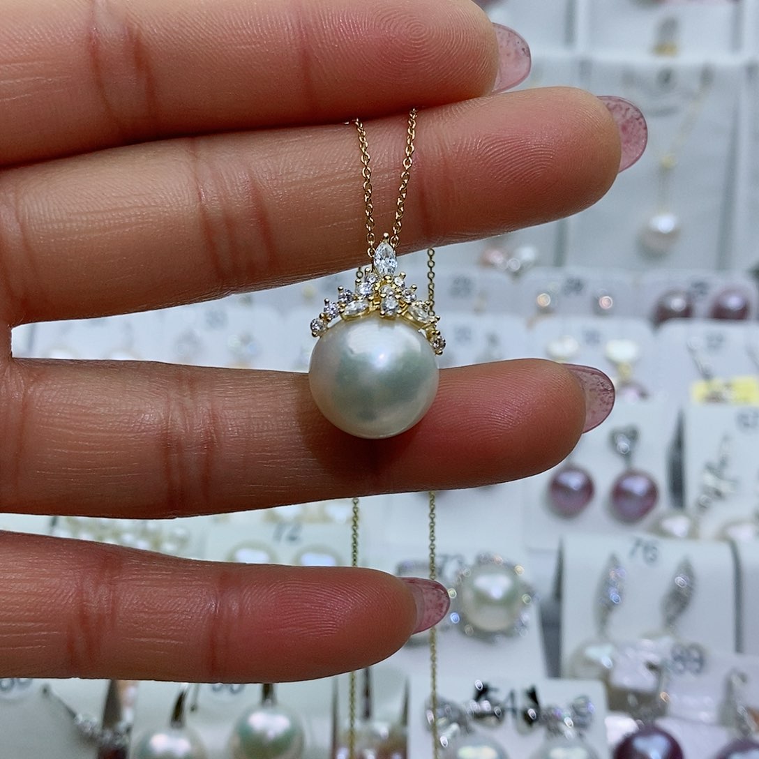 淡水珍珠银S925镶嵌吊坠(赠链)