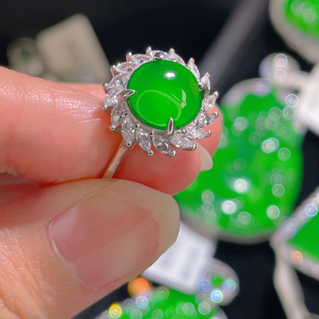 翡翠戒指银S925镶嵌11111111111111