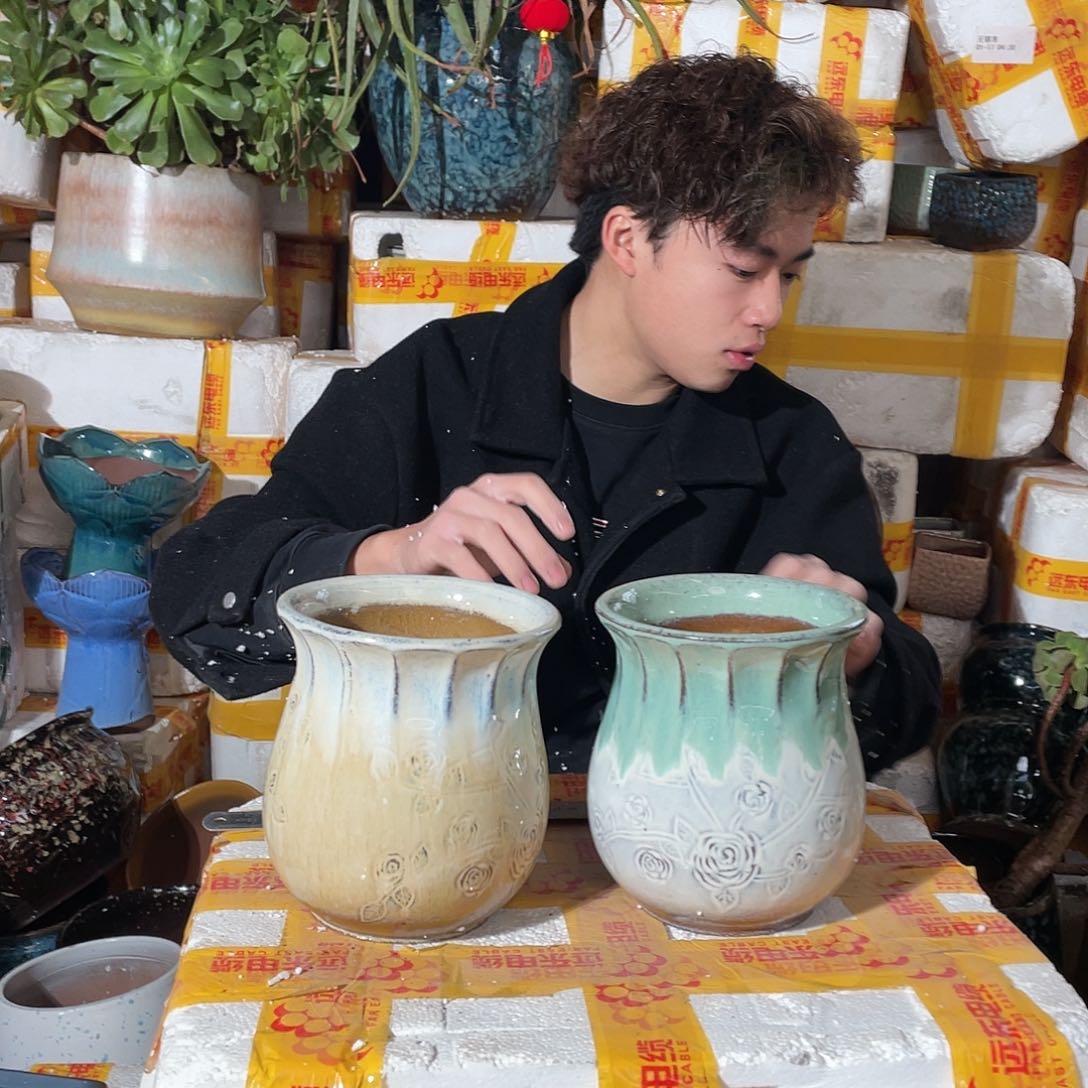 无铅玻璃宜兴紫砂花盆