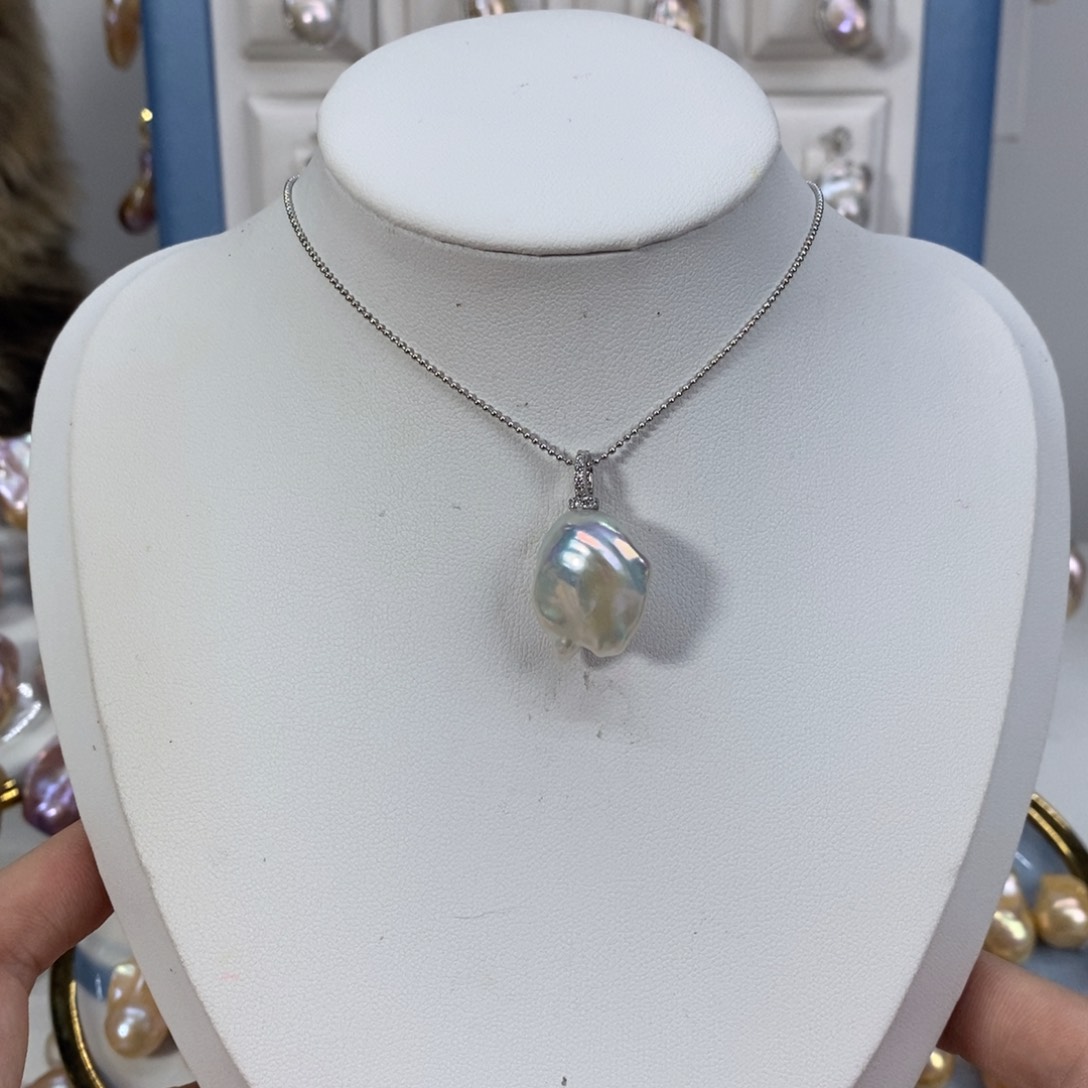 淡水珍珠颈饰银S925镶嵌