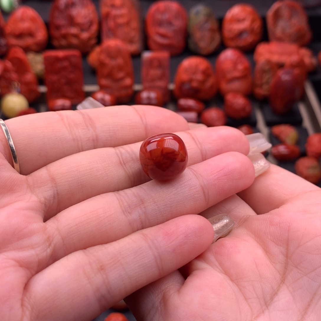 南红玛瑙南红川料原矿高品牛血火焰老型14mm未镶嵌