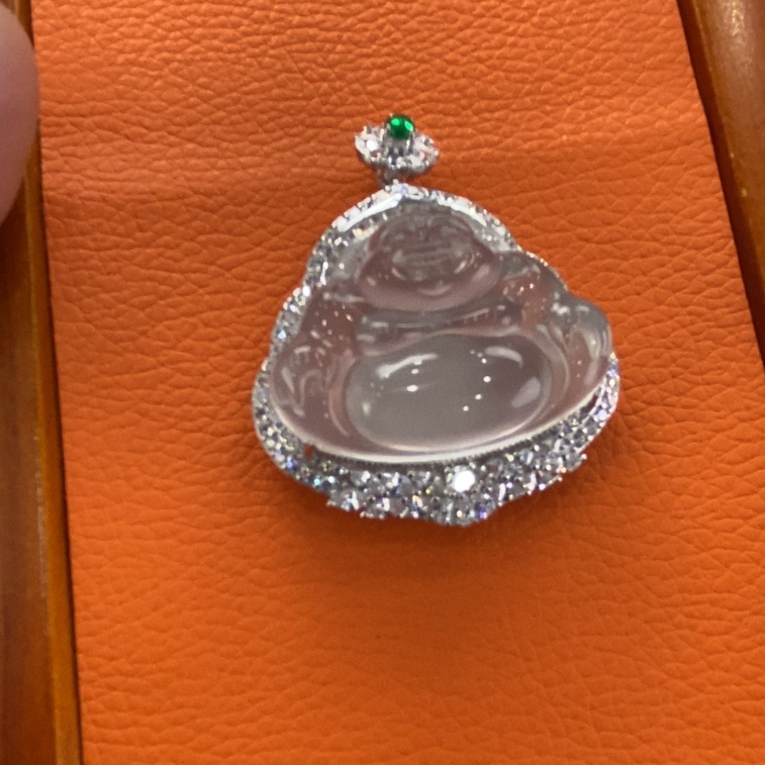 石英质玉吊坠(赠链)银S925镶嵌相****时