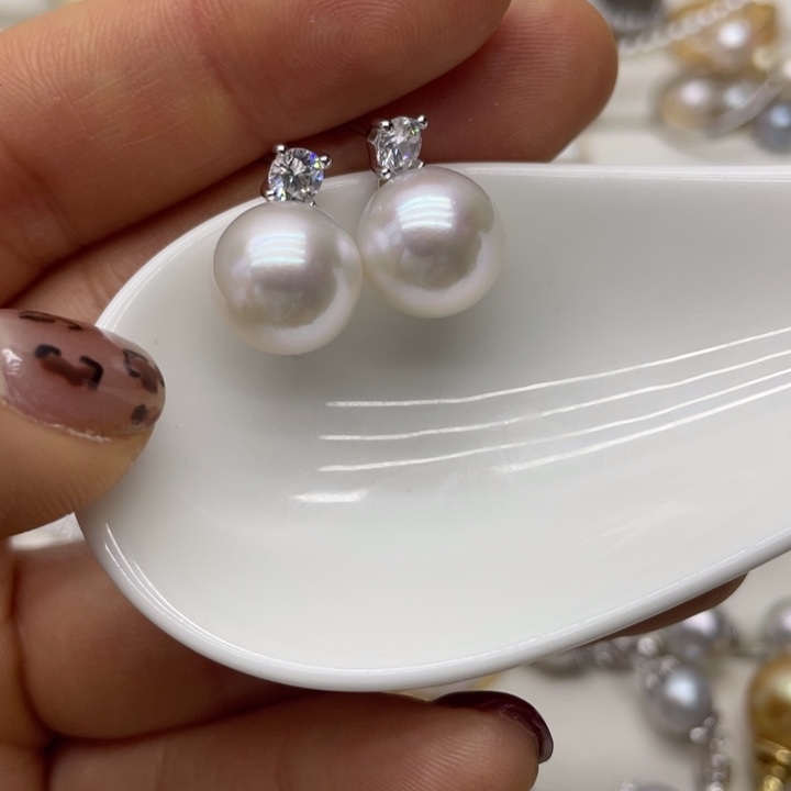 淡水珍珠耳饰银S925镶嵌