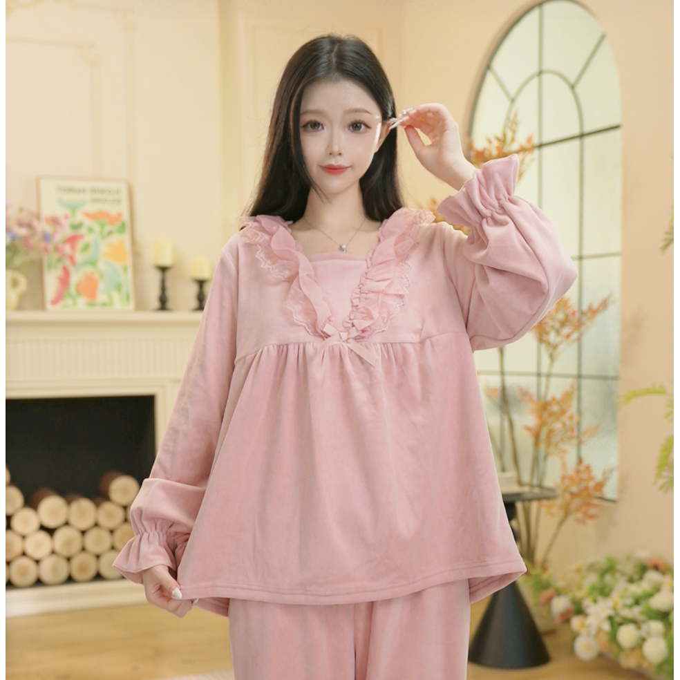 M秋冬新款厚款长袖家居服高颜值柔软睡衣套装