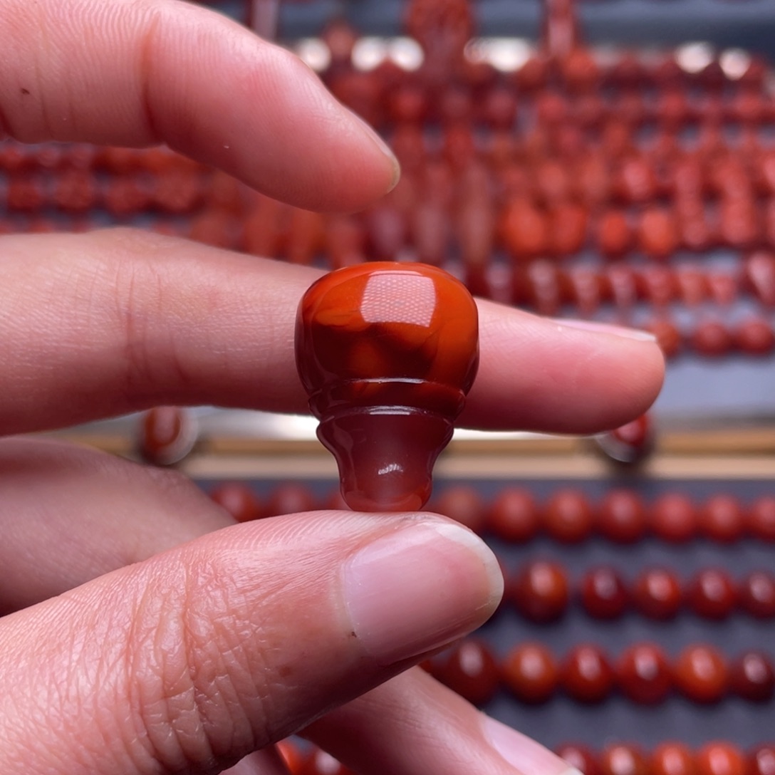 南红玛瑙未镶嵌其他W原矿对孔15➕瓦西牛血双色三通