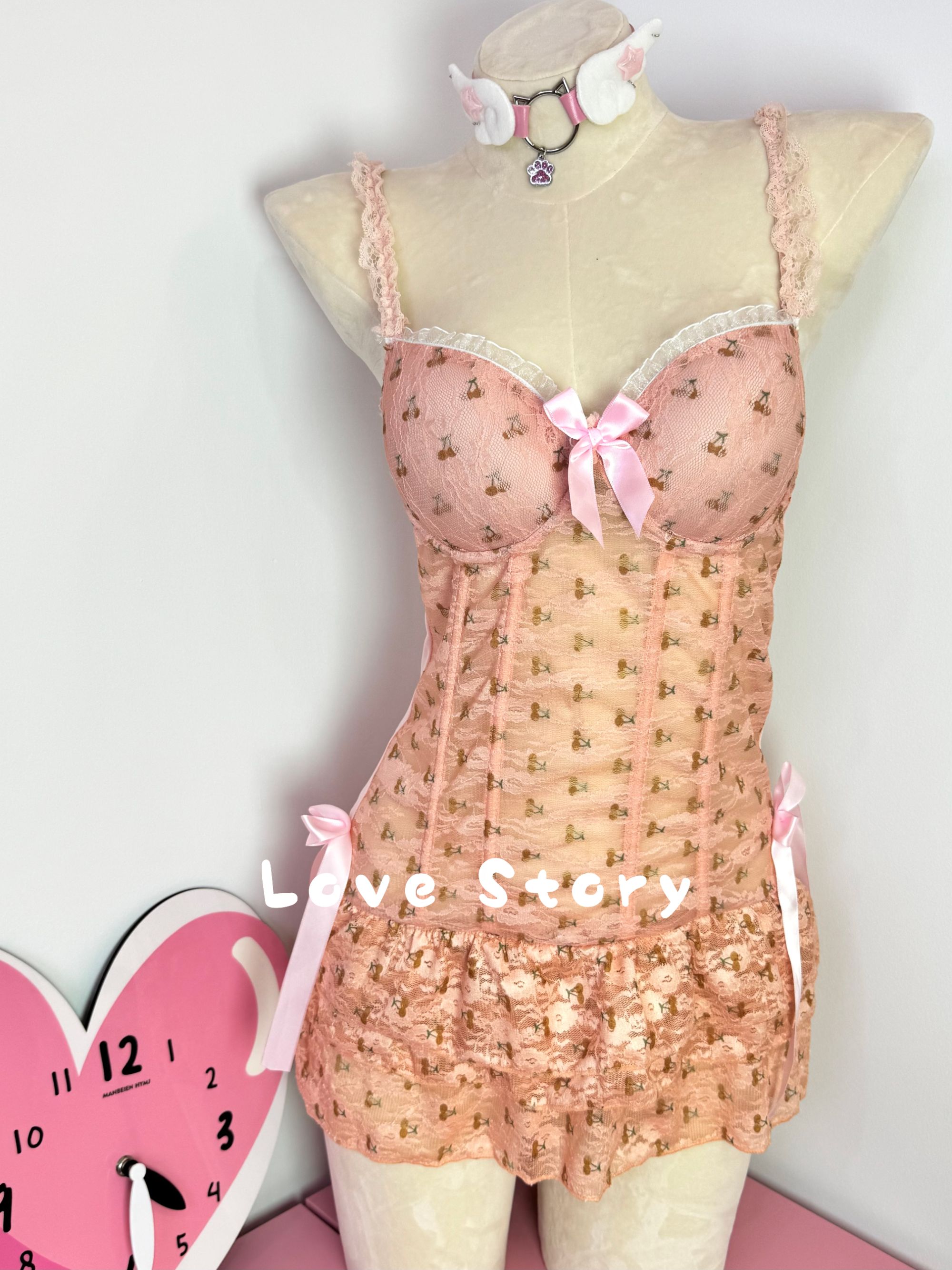 Love Story 「甜蜜樱桃」纯欲甜美束腰吊带睡裙女