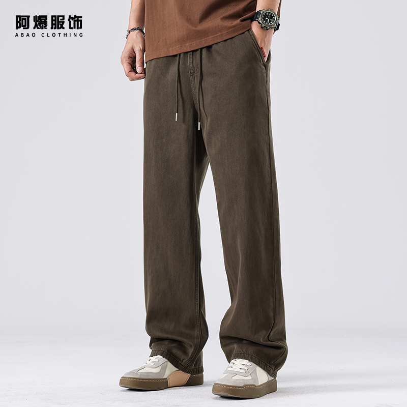 【阿爆服饰】美式复古水洗牛仔裤男士2025秋季宽松直筒阔腿休闲长裤