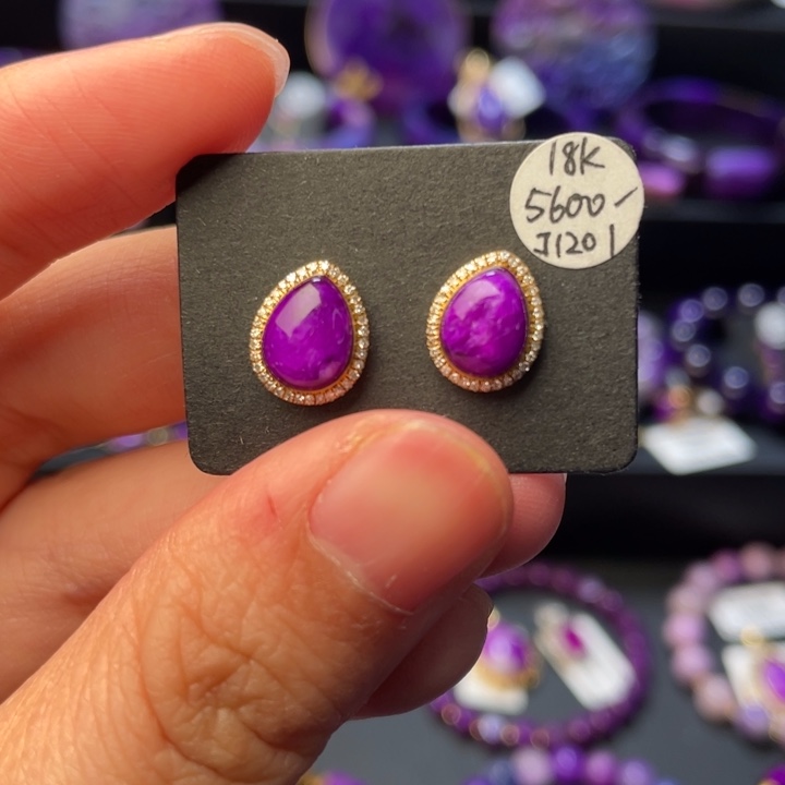 苏纪石（舒俱来）18K金镶嵌耳钉