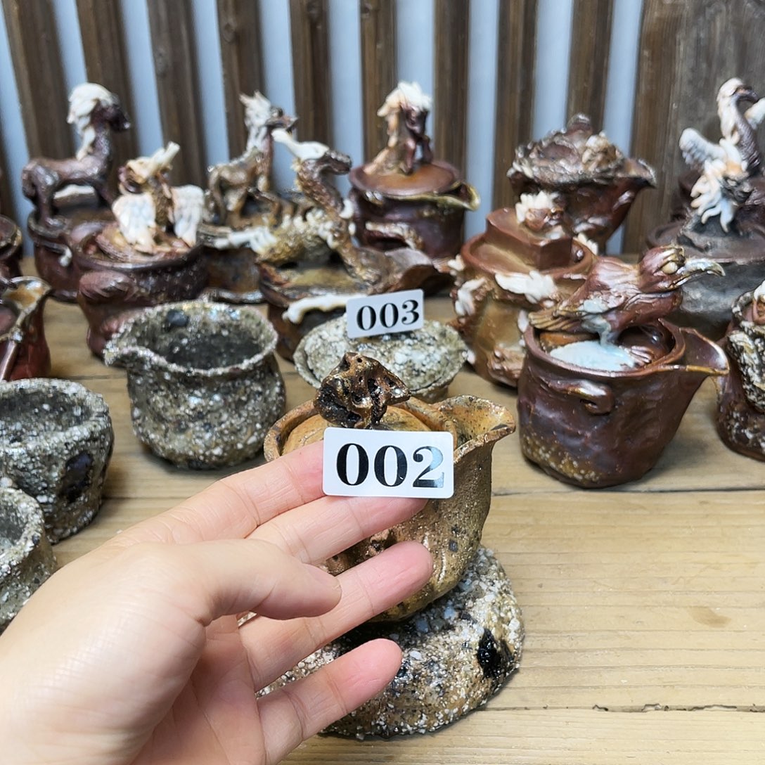 浮****瓶柴烧粗陶手捏宝瓶