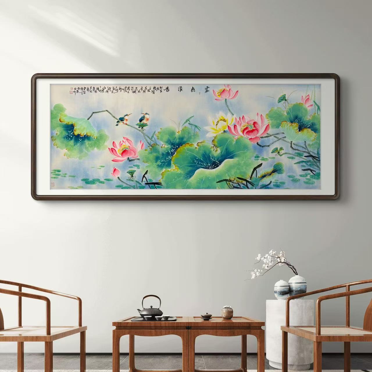 《画点清香》纯手绘六尺横幅荷花客厅茶室国画挂画作品