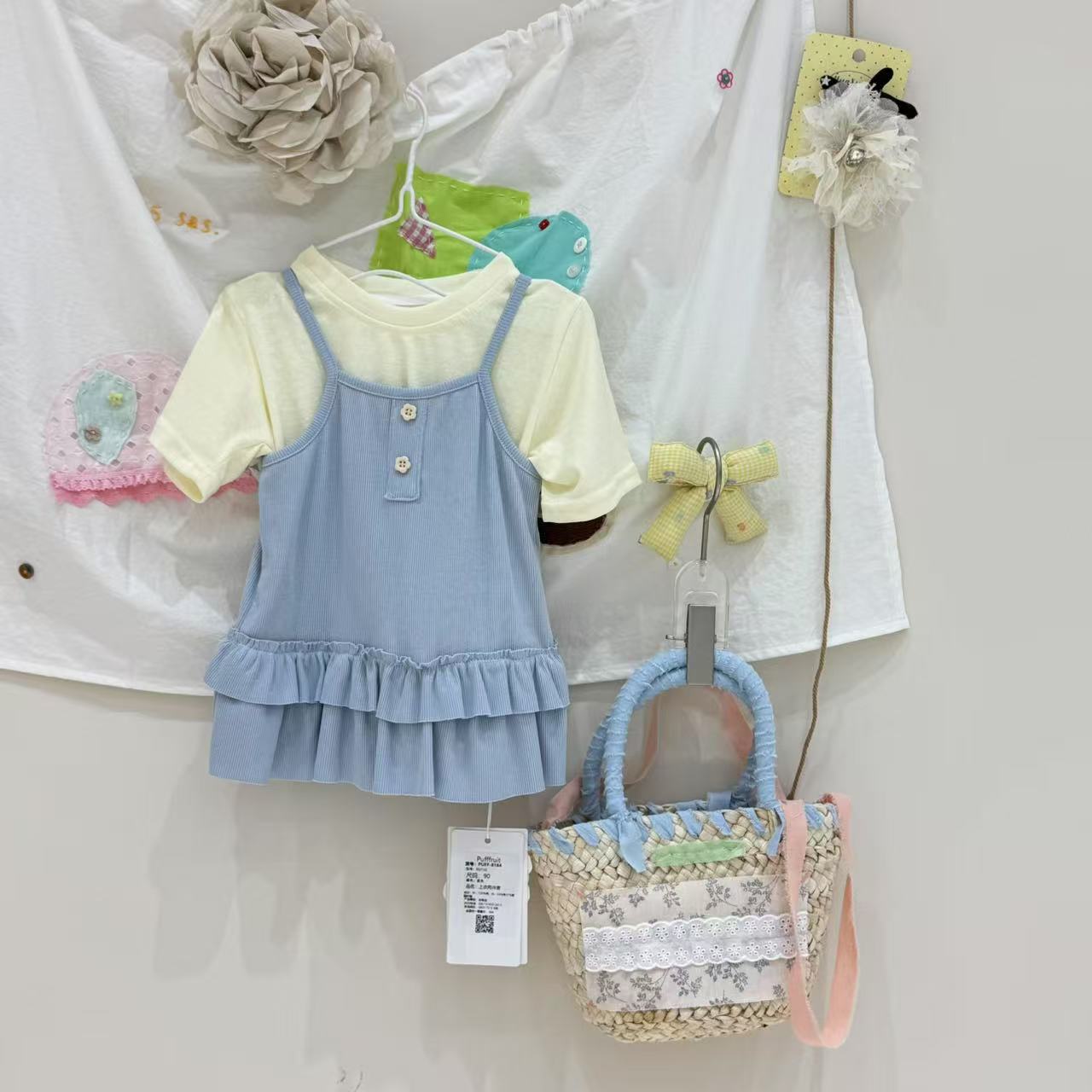PUFF-8184-女童儿童夏季新款好看时尚百搭洋气上衣俩套